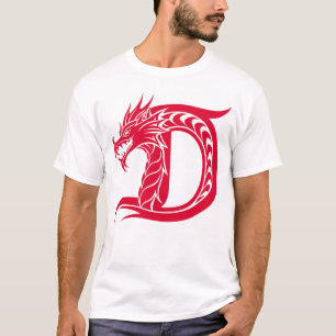 Drakstilat brev D, Drakealfabet, Monogram T Shirt