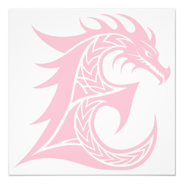 Drakstilat brev E, Drakalfabet, Monogram Fototryck (Framsidan)