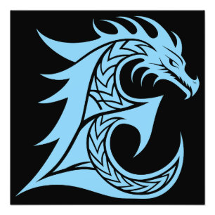 Drakstilat brev E, Drakalfabet, Monogram Fototryck