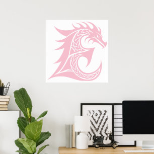 Drakstilat brev E, Drakalfabet, Monogram Poster
