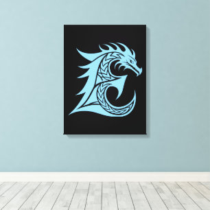 Drakstilat brev E, Drakalfabetet, Monogram Canvastryck
