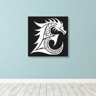 Drakstilat brev E, Drakalfabetet, Monogram Canvastryck
