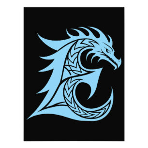 Drakstilat brev E, Drakalfabetet, Monogram Fototryck