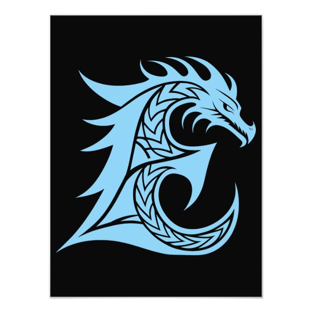 Drakstilat brev E, Drakalfabetet, Monogram Fototryck (Framsidan)