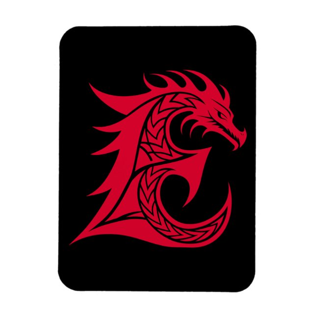 Drakstilat brev E, Drakalfabetet, Monogram Magnet (Vertikal)
