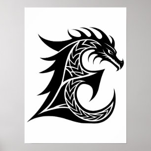 Drakstilat brev E, Drakalfabetet, Monogram Poster