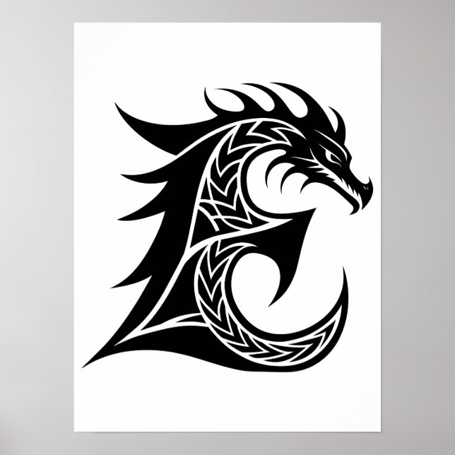 Drakstilat brev E, Drakalfabetet, Monogram Poster (Framsidan)