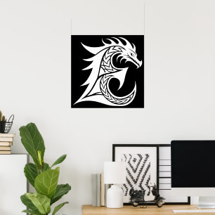 Drakstilat brev E, Drakalfabetet, Monogram Poster