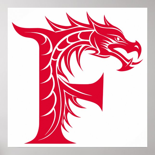 Drakstilat brev F, Drakalfabet, Monogram Poster (Framsidan)