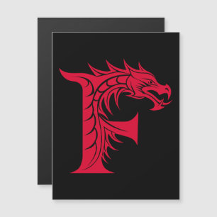 Drakstilat brev F, Drakalfabetet, Monogram Magnetisk Inbjudningskort