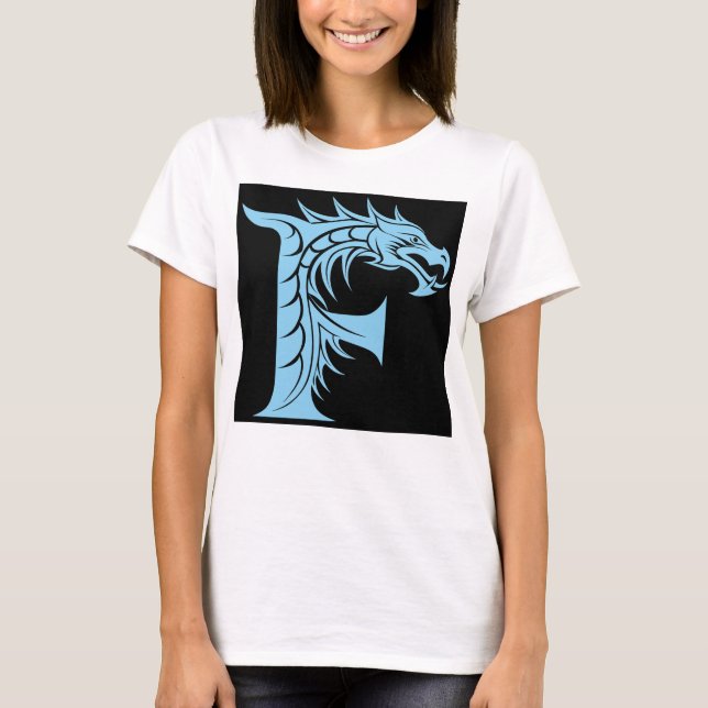 Drakstilat brev F, Drakalfabetet, Monogram T Shirt (Framsida)