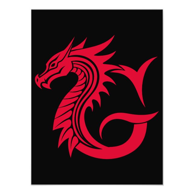 Drakstilat brev G, Drakalfabet, Monogram Fototryck (Framsidan)