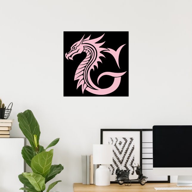 Drakstilat brev G, Drakalfabetet, Monogram Poster (Hemmakontoret)