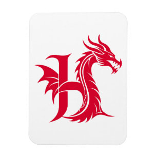 Drakstilat brev H, Drakalfabet, Monogram Magnet
