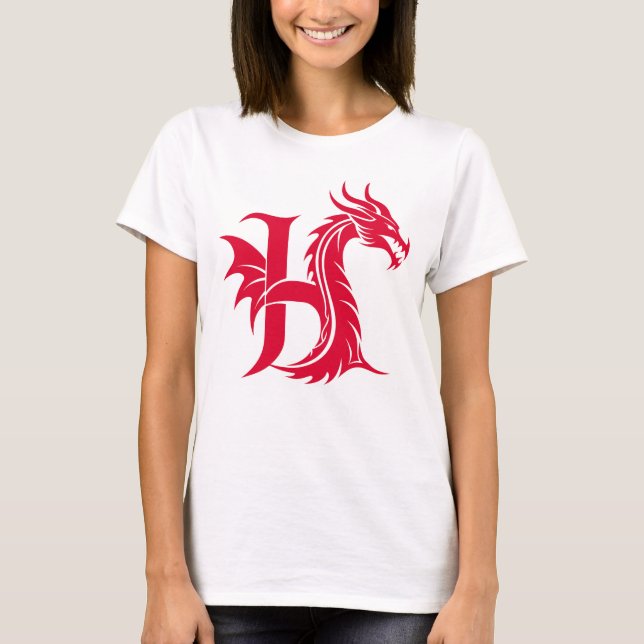 Drakstilat brev H, Drakalfabet, Monogram T Shirt (Framsida)