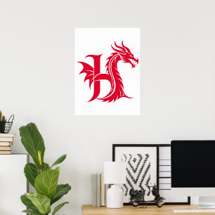 Drakstilat brev H, Drakalfabetet, Monogram Poster