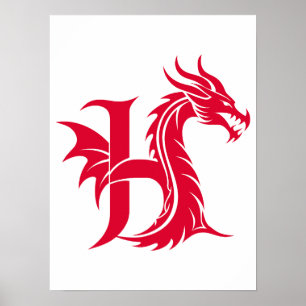 Drakstilat brev H, Drakalfabetet, Monogram Poster