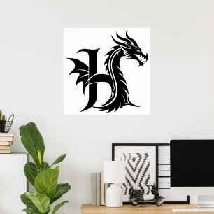 Drakstilat brev H, Drakalfabetet, Monogram Poster