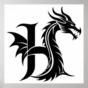 Drakstilat brev H, Drakalfabetet, Monogram Poster