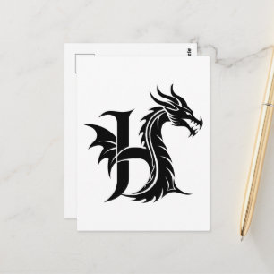 Drakstilat brev H, Drakalfabetet, Monogram Vykort