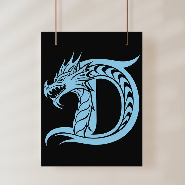 Drakstildat bokstav D, Drakalfabetet, Monogram Poster (Skapare uppladdad)