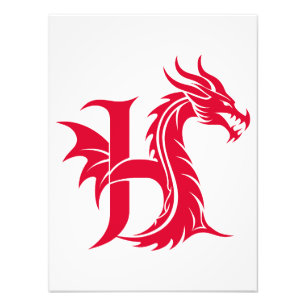 Drakstiliskt brev H, Drakalfabetet, Monogram Fototryck