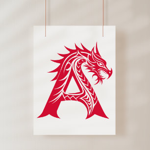 Drakstils bokstav A, Drakalfabetet, Monogram Poster