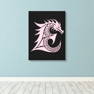 Drakstils bokstav E, Drakalfabetet, Monogram Canvastryck