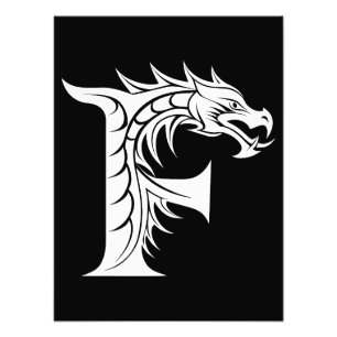 Drakstils bokstav F, Drakalfabet, Monogram Fototryck