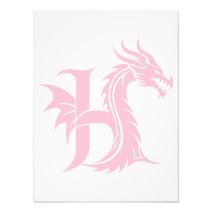 Drakstils bokstav H, Drakalfabet, Monogram Fototryck