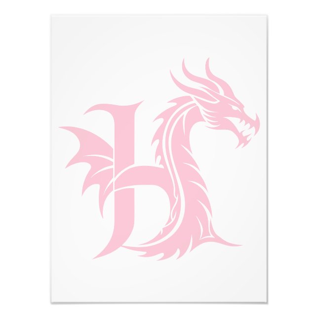 Drakstils bokstav H, Drakalfabet, Monogram Fototryck (Framsidan)