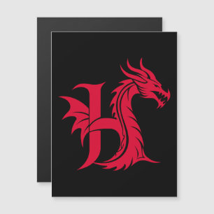 Drakstils bokstav H, Drakalfabet, Monogram Magnetisk Inbjudningskort
