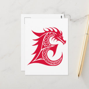 Drakstilsat brev E, Drakalfabetet, Monogram Vykort