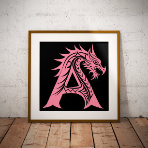 Drakstilsbokstav A, Drakalfabetet, Monogram Poster