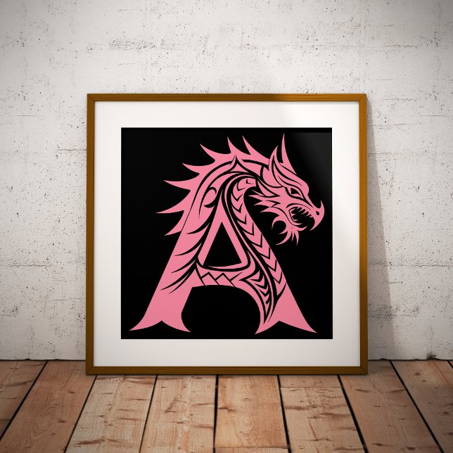 Drakstilsbokstav A, Drakalfabetet, Monogram Poster (Skapare uppladdad)