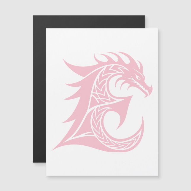 Drakstilsbokstav E, Drakalfabetet, Monogram Magnetisk Inbjudningskort (Fram/baksida)