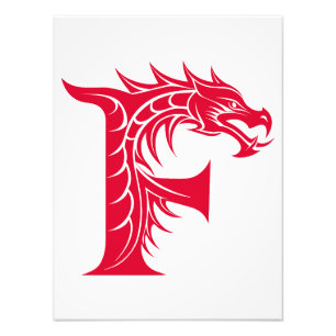 Drakstilsbokstav F, Drakalfabet, Monogram Fototryck