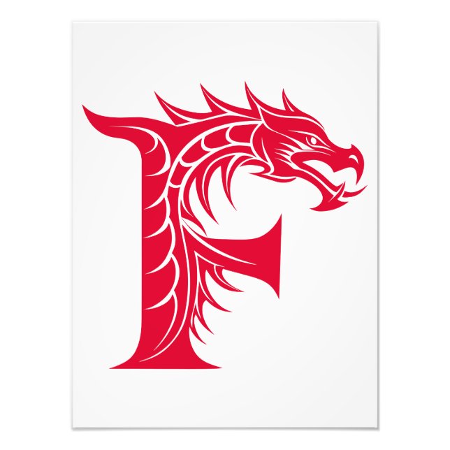 Drakstilsbokstav F, Drakalfabet, Monogram Fototryck (Framsidan)