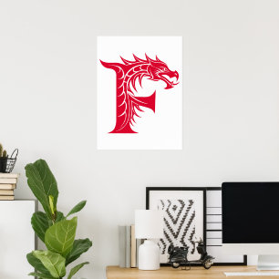 Drakstilsbokstav F, Drakalfabet, Monogram Poster
