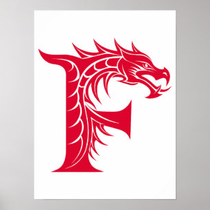 Drakstilsbokstav F, Drakalfabet, Monogram Poster