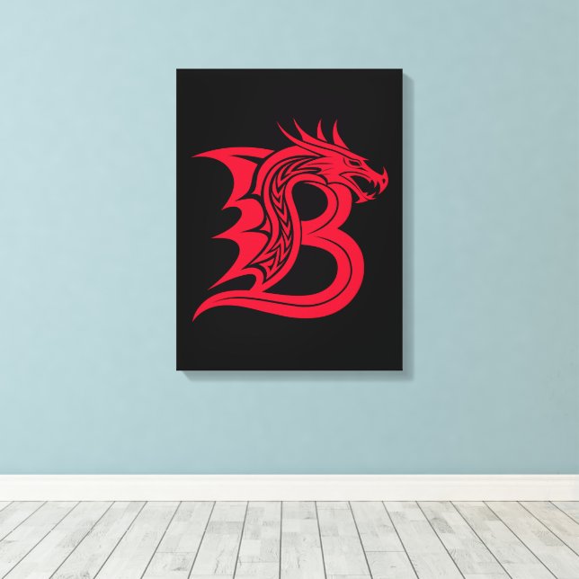 Drakstilskt bokstav B, Drakalfabetet, Monogram Canvastryck (Insitu (trägolv))
