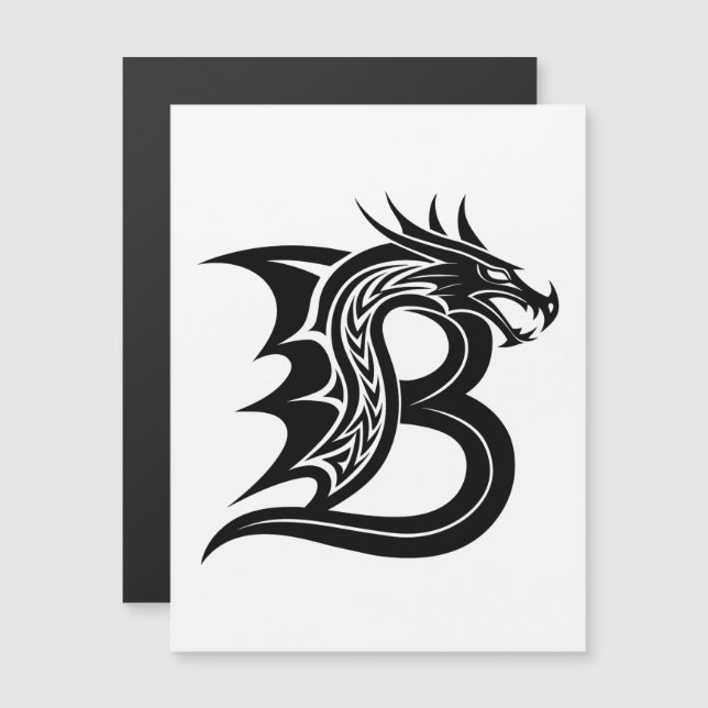 Drakstilskt bokstav B, Drakalfabetet, Monogram Magnetisk Inbjudningskort (Fram/baksida)