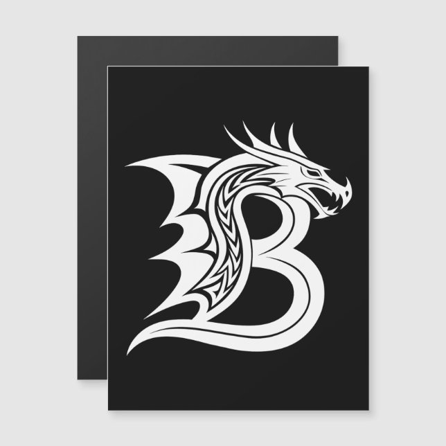 Drakstilskt bokstav B, Drakalfabetet, Monogram Magnetisk Inbjudningskort (Fram/baksida)