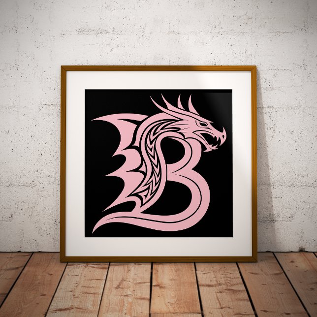 Drakstilskt bokstav B, Drakalfabetet, Monogram Poster (Skapare uppladdad)