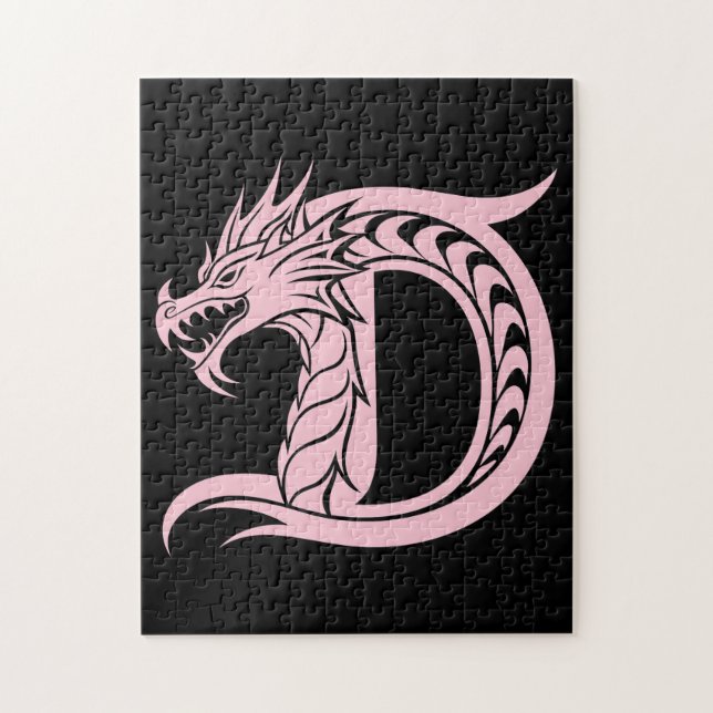 Drakstilskt bokstav D, Drakalfabetet, Monogram Pussel (Vertikal)