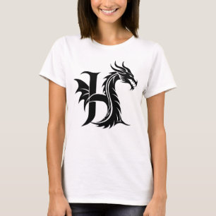 Drakstilskt bokstav H, Drakalfabet, Monogram T Shirt