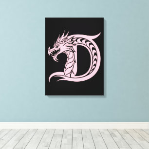 Drakstilskt brev D, Drake alfabet, Monogram Canvastryck