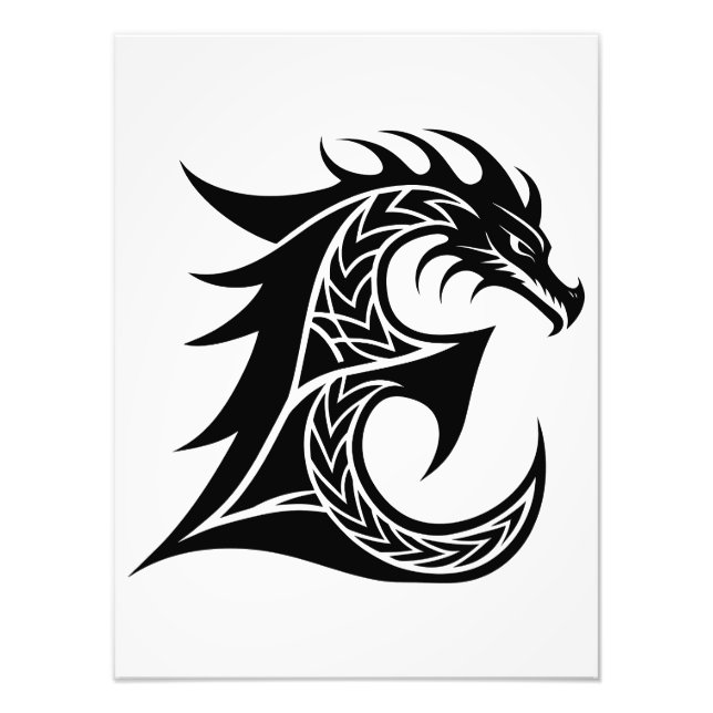 Drakstilskt brev E, Drakalfabetet, Monogram Fototryck (Framsidan)