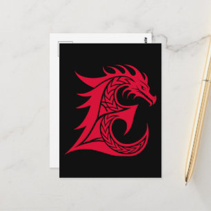 Drakstilskt brev E, drakalfabetet, monogram Vykort