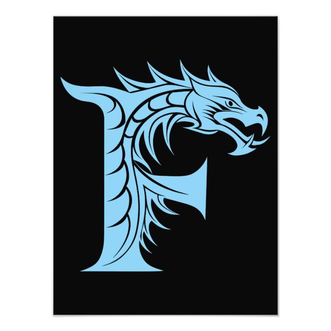 Drakstilskt brev F, Drakalfabetet, Monogram Fototryck (Framsidan)